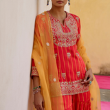 Scarlet Printed Embroidered Sharara Set