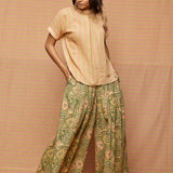Block Printed Striped Shirt with Pleated Pants