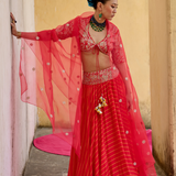 Scarlet Printed Embroidered Lehenga Set