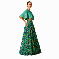 Bundi Printed Embrodiered Teal Zaal Lehenga Set