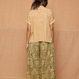 Block Printed Striped Shirt with Pleated Pants