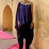 Purple Embroidered Chanchal Cape Set

