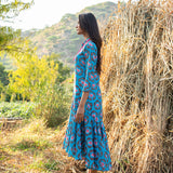 Buta Printed Turquoise Boho Dress