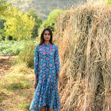 Buta Printed Turquoise Boho Dress