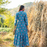 Buta Printed Turquoise Boho Dress