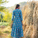 Buta Printed Turquoise Boho Dress