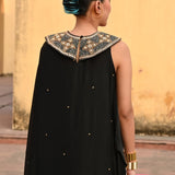 Black Embroidered Chanchal Cape Set