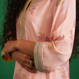 Pink Printed Embroidered Buta Jaal Kurta Set