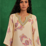 Ivory Printed Embroidered Buta Jaal Kurta Set