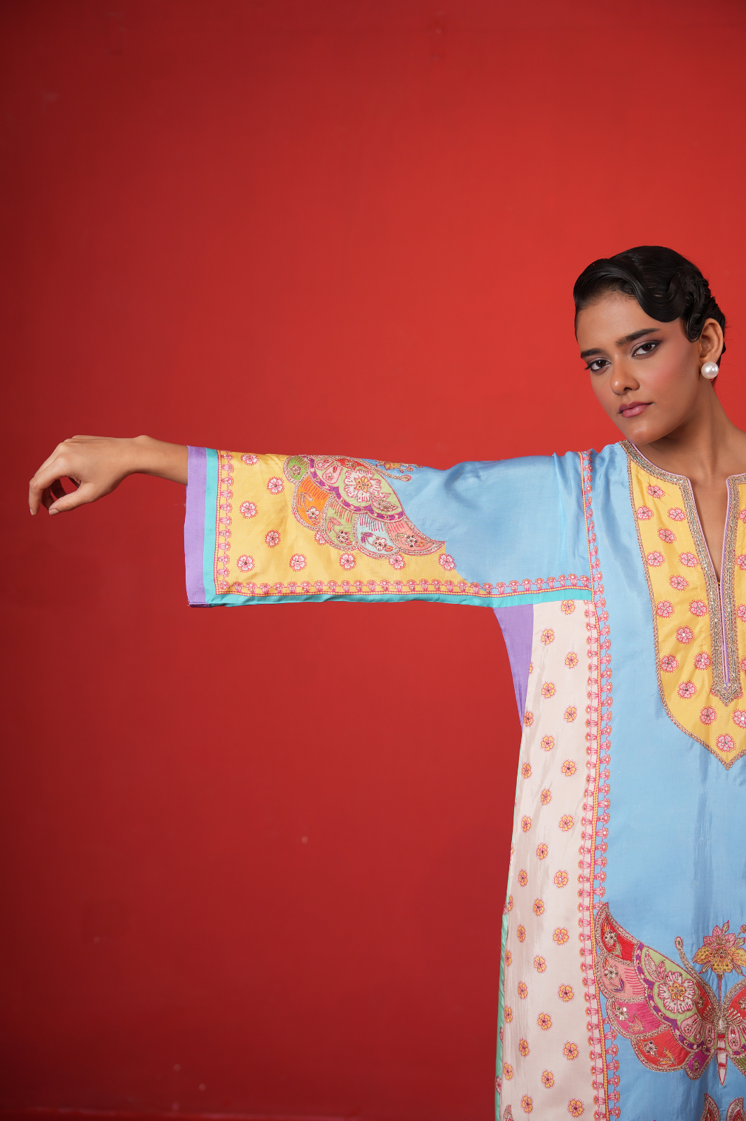 Blue Multi Panel Kurta Set