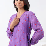 Purple Embroidered Wrap Dress