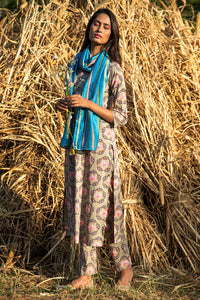 KAMAL BUTA BEIGE STRAIGHT KURTA