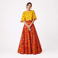 Bundi Printed Embrodiered Red Zaal Lehenga Set