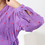 Purple Embroidered Wrap Dress