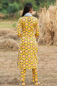 Printed Buta Yellow Straight Kurta