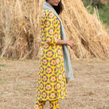 Printed Buta Yellow Straight Kurta