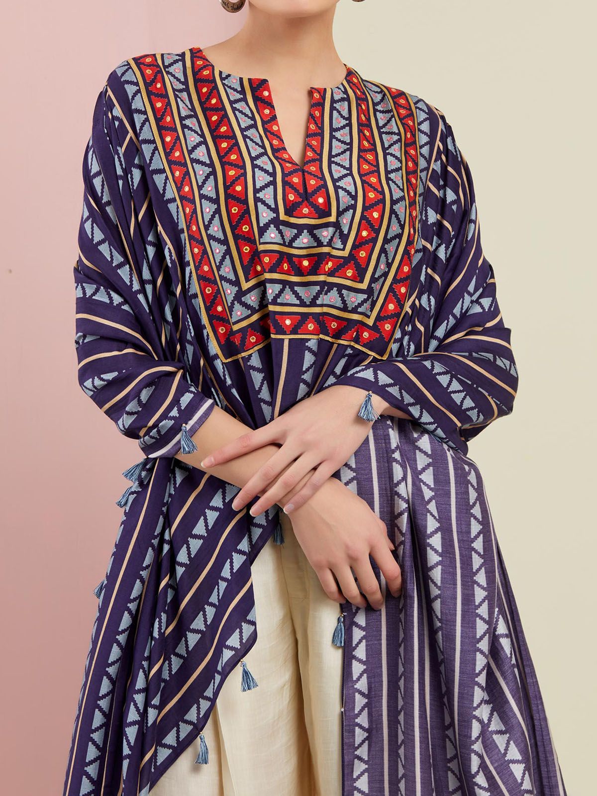 Morbagh Tribal Blue Cape Set
