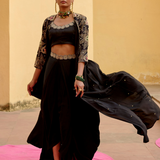 Black Embroidered Tara Jacket Set
