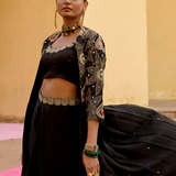 Black Embroidered Tara Jacket Set