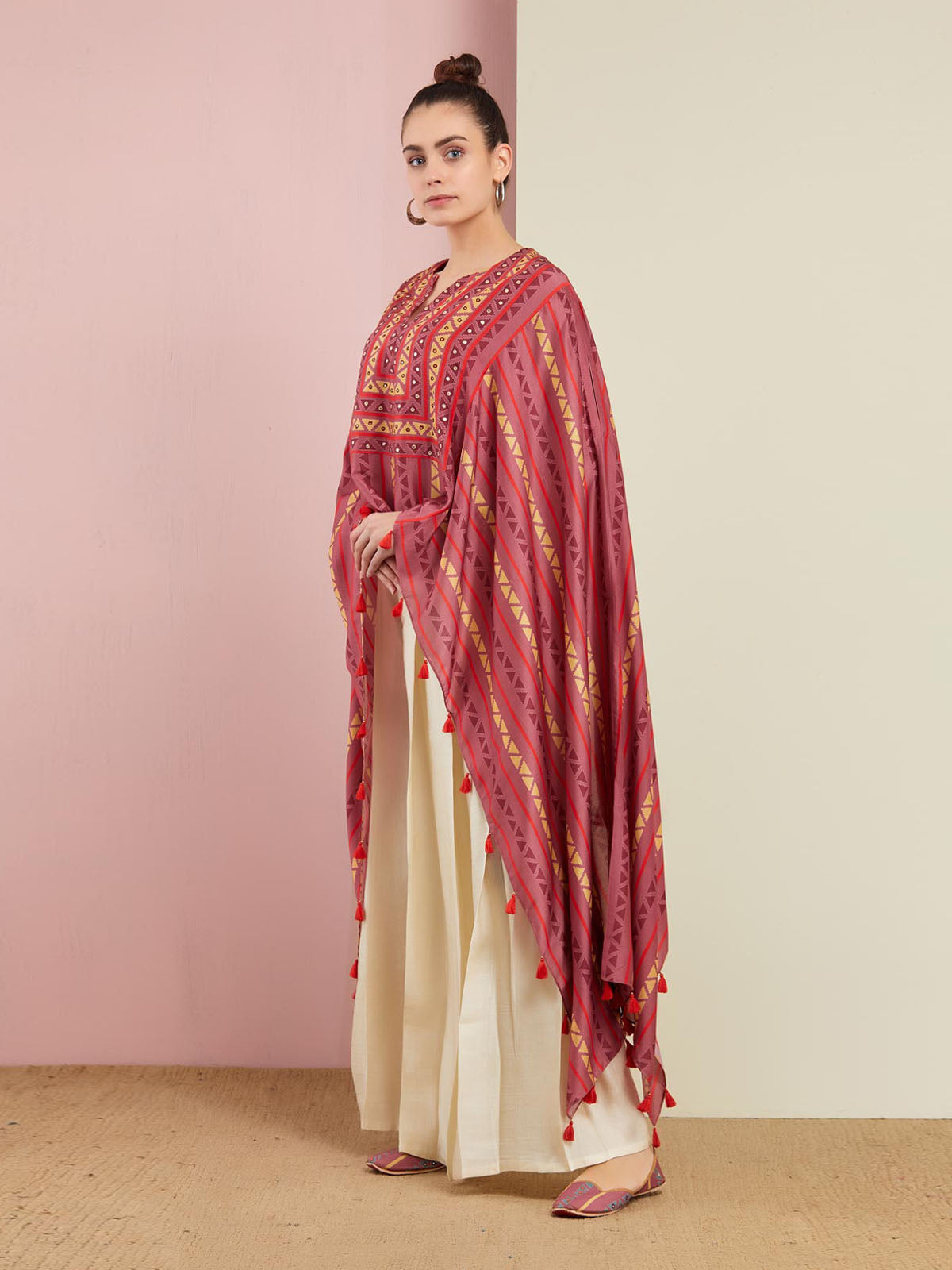 Morbagh Tribal Rose Pink Tribal Cape Set