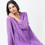 Purple Embroidered Wrap Dress