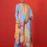 Blue Multi Panel Kurta Set