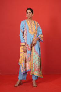 Blue Multi Panel Kurta Set