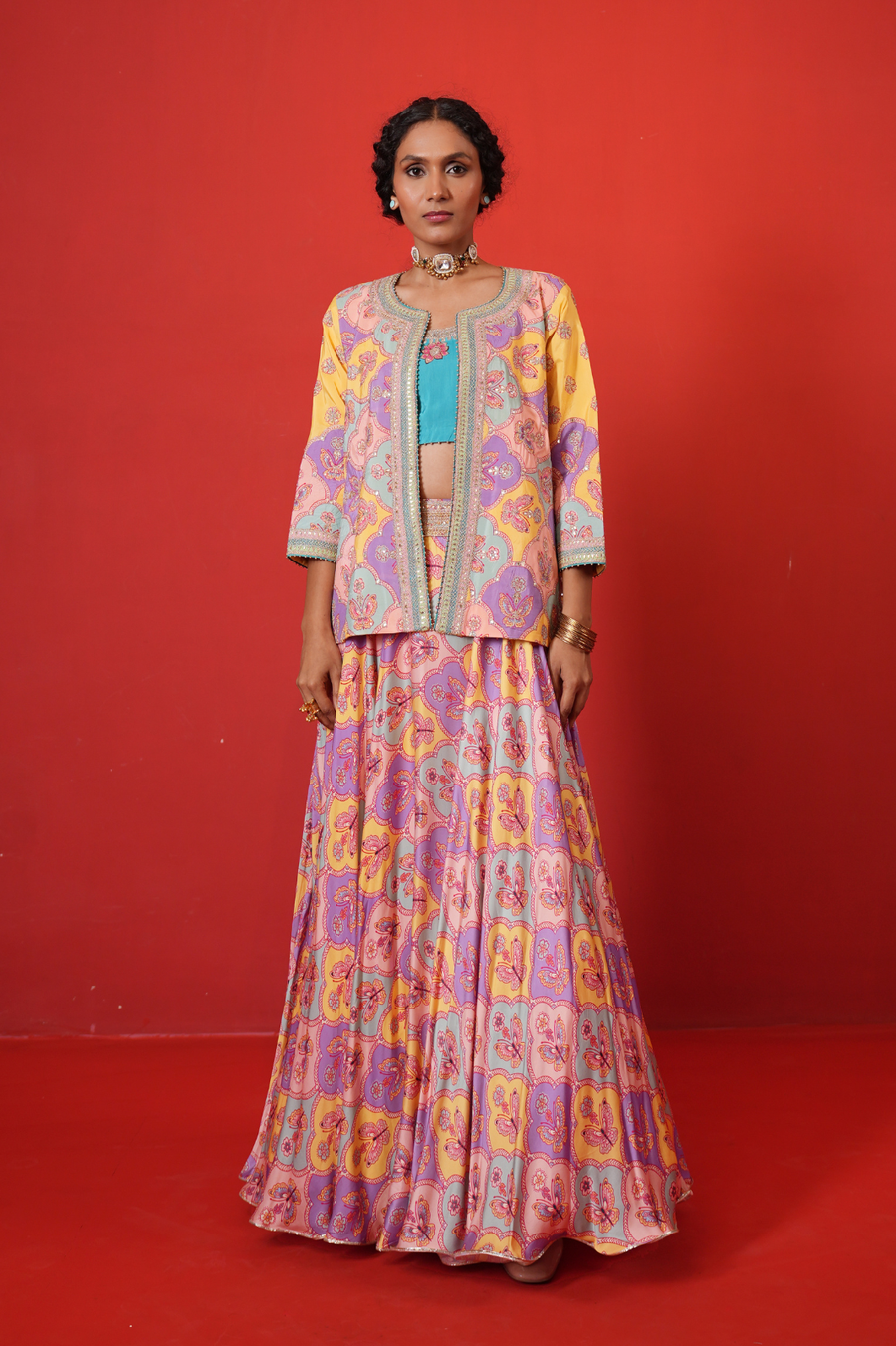 Butterfly Multi Lehenga with Jacket Set
