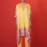 Butterfly Yellow Long Poncho Set