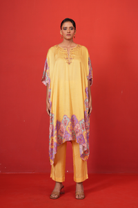 Butterfly Yellow Long Poncho Set