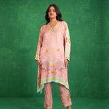 Butterfly pink poncho set