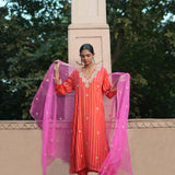 Scarlet Printed Embroidered Kurta Set
