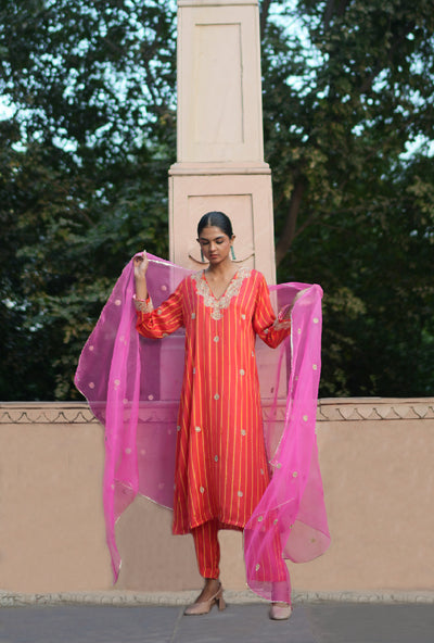 Scarlet Printed Embroidered Kurta Set