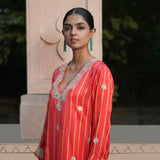 Scarlet Printed Embroidered Kurta Set