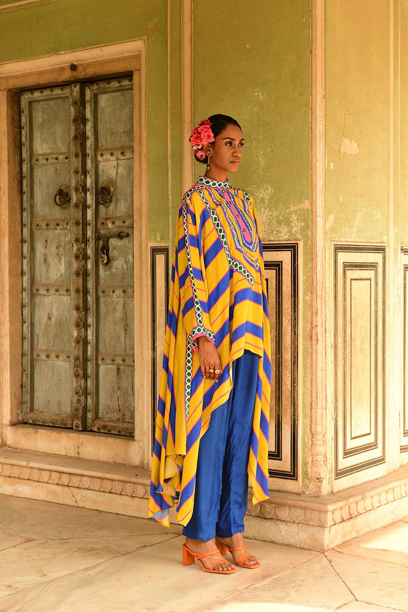 Blue Rani Cape Set