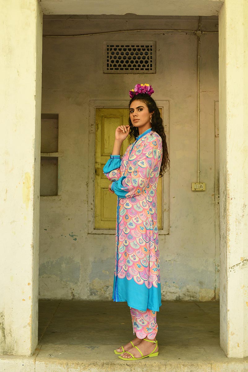 Pink Kevda Silk Kurta Set