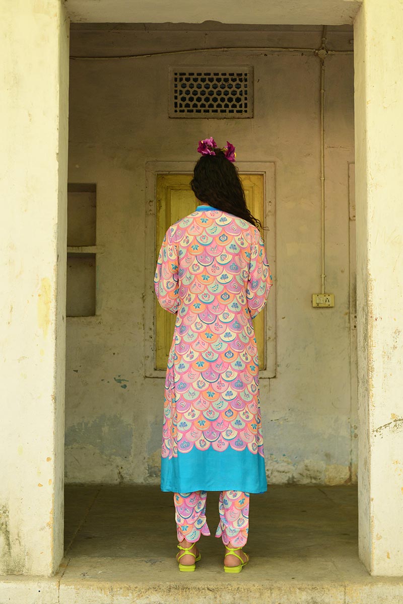 Pink Kevda Silk Kurta Set