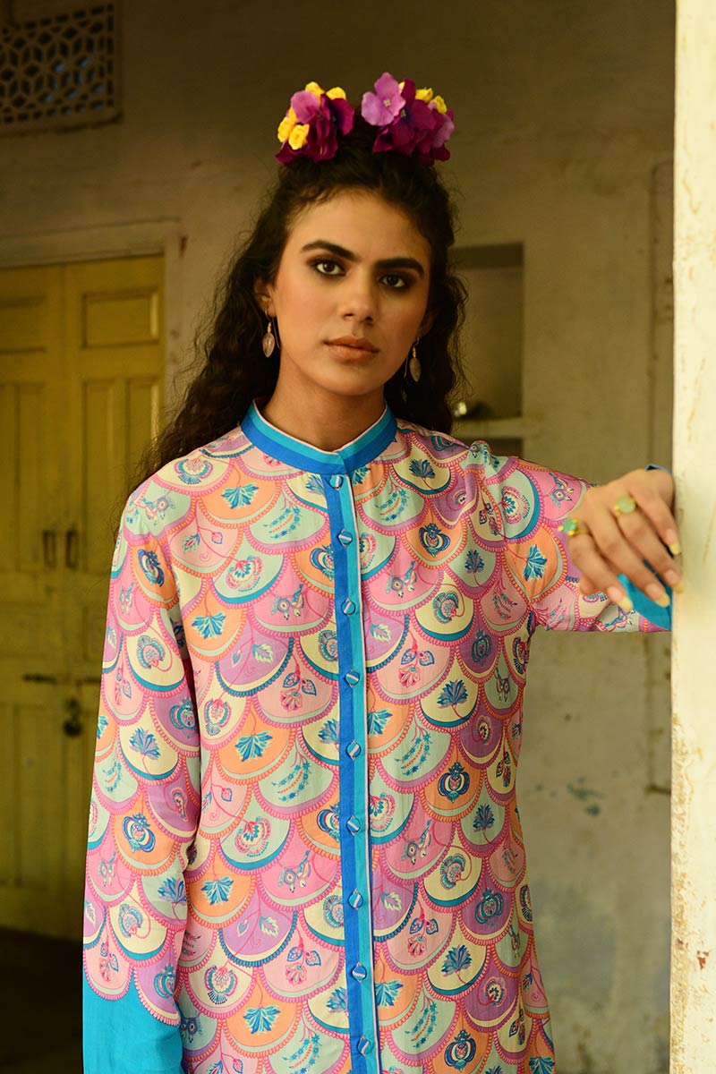 Pink Kevda Silk Kurta Set