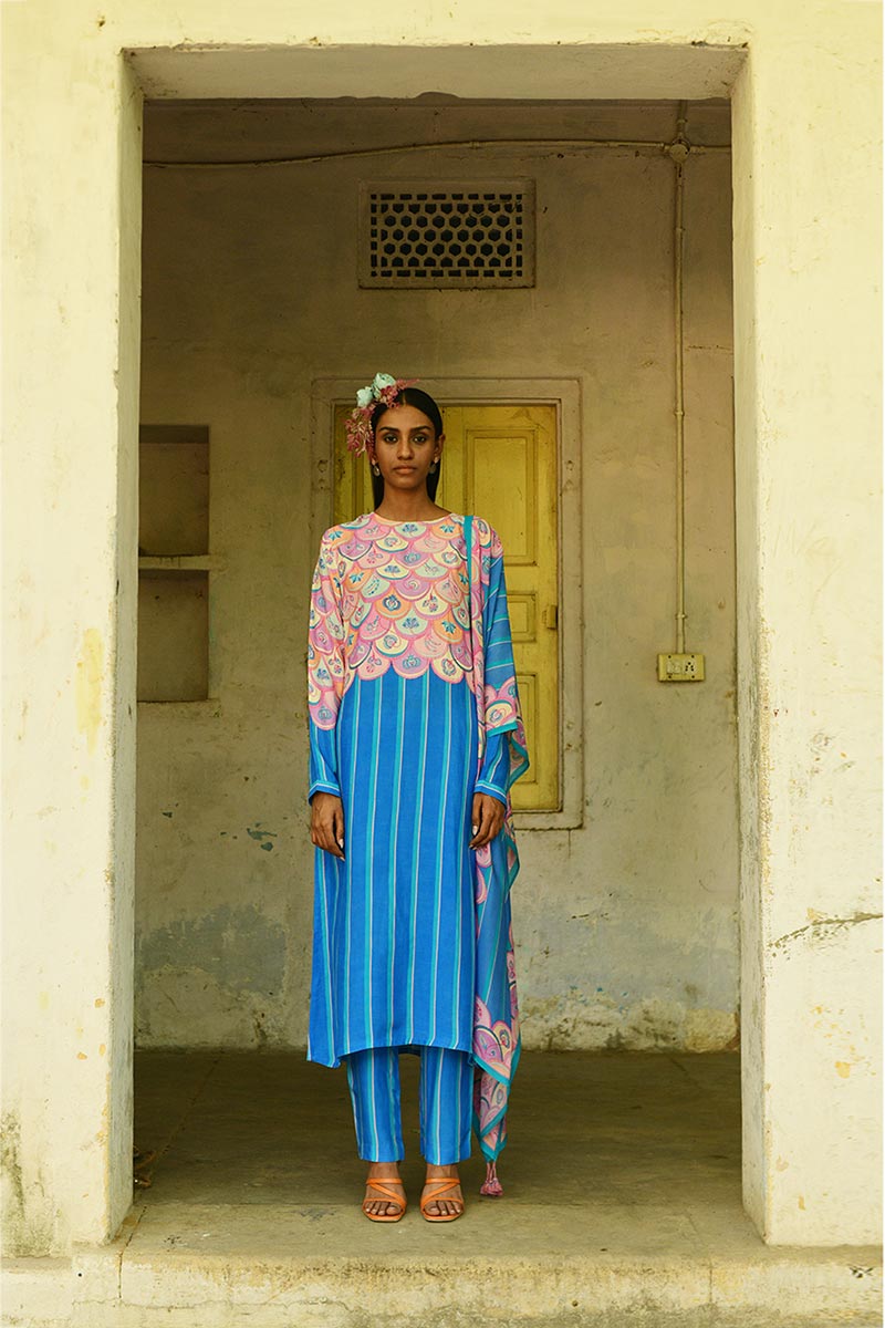 Champa Blue Kurta Set With Dupatta
