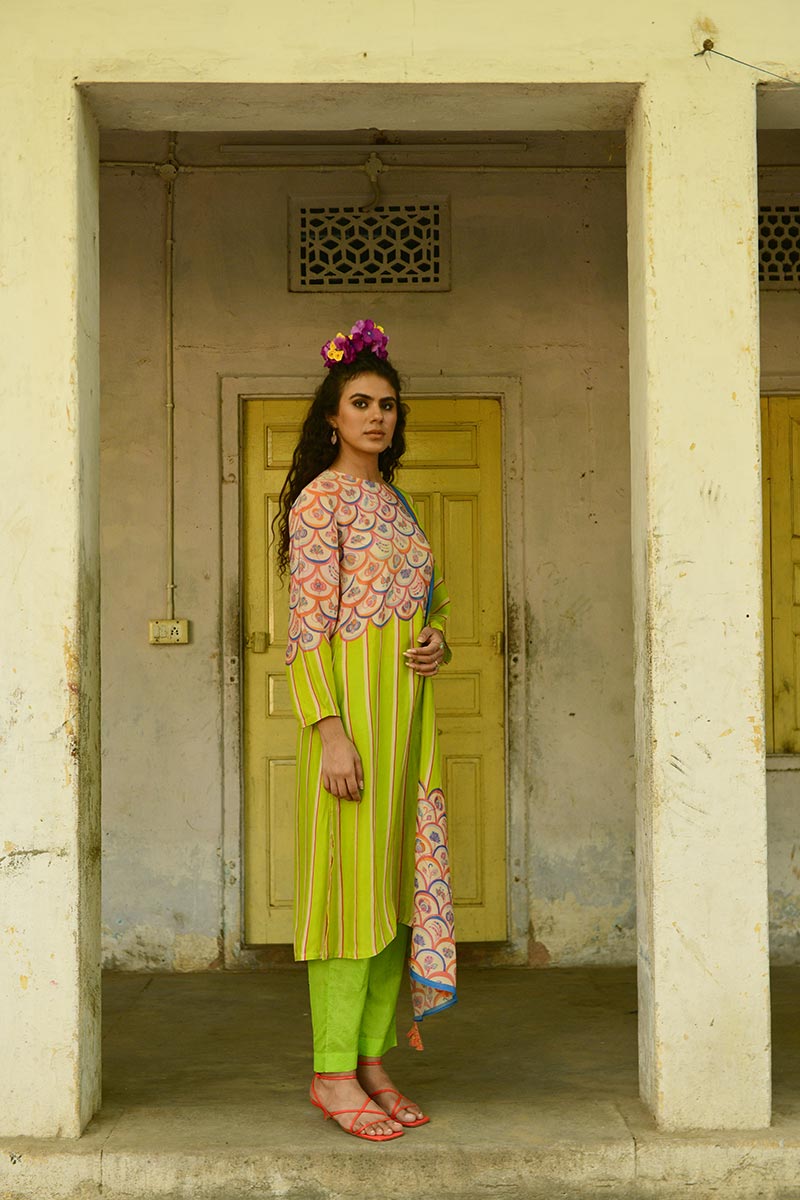 Champa Green Kurta With Pants
