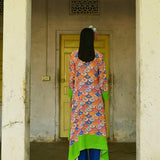 Multicolor Flora Print Modal Satin Asymmetrical Tunic Set