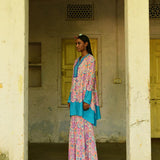 Pink Embroidered Silk Mogra Sharara Set