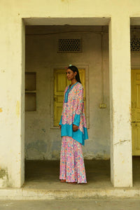 Pink Embroidered Silk Mogra Sharara Set