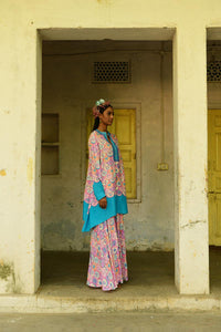 Pink Embroidered Silk Mogra Sharara Set