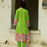 Khus Parrot Green Asymmetrical Tunic
