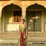 Lata Cape And Crop Top With Pansy Sharara