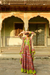 Lata Cape And Crop Top With Pansy Sharara