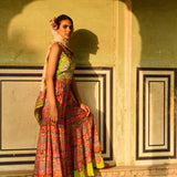 Lata Cape And Crop Top With Pansy Sharara