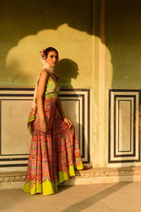 Lata Cape And Crop Top With Pansy Sharara