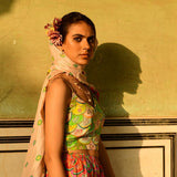 Lata Cape And Crop Top With Pansy Sharara